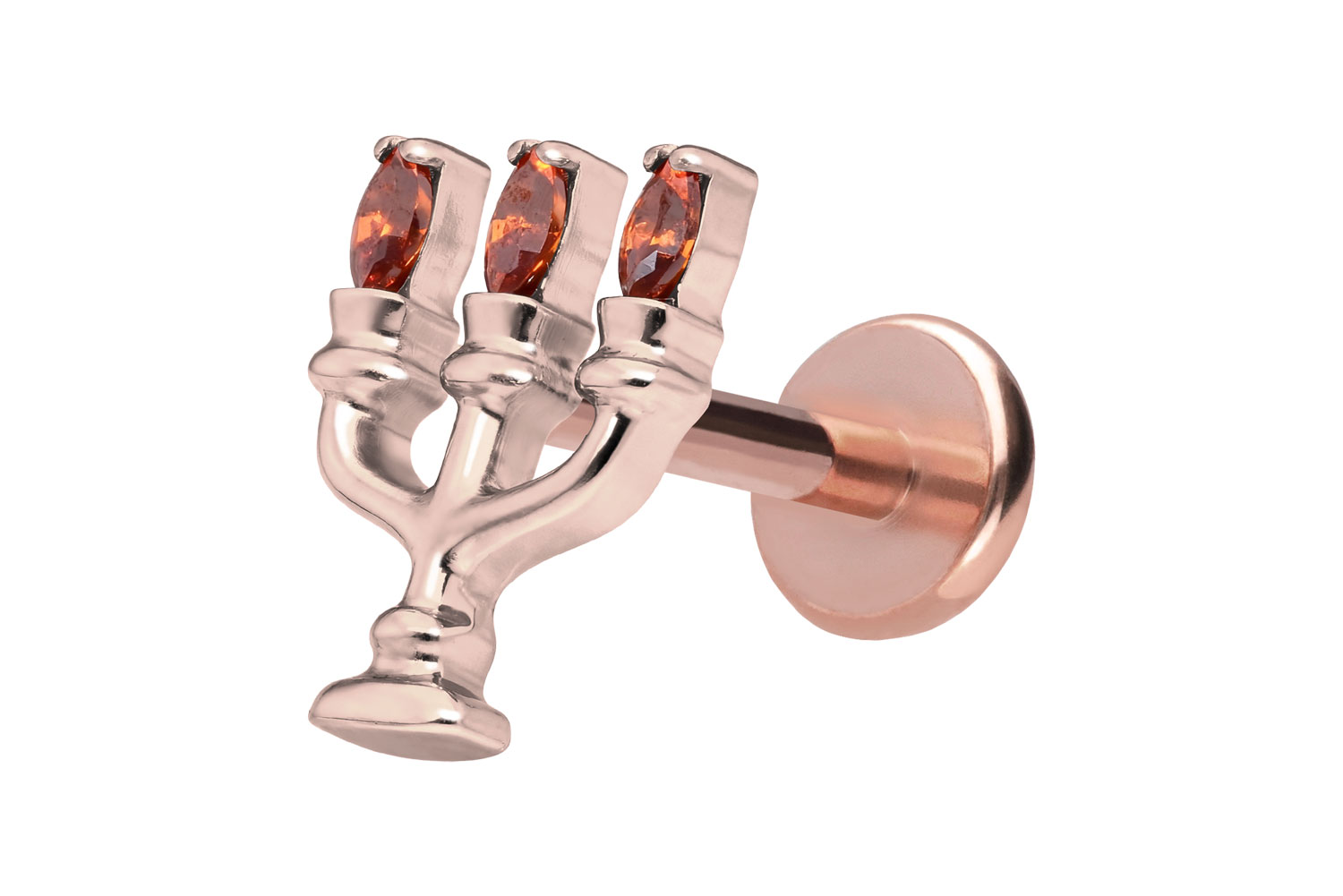 Titan Labret Piercing mit Push Fit KERZENLEUCHTER